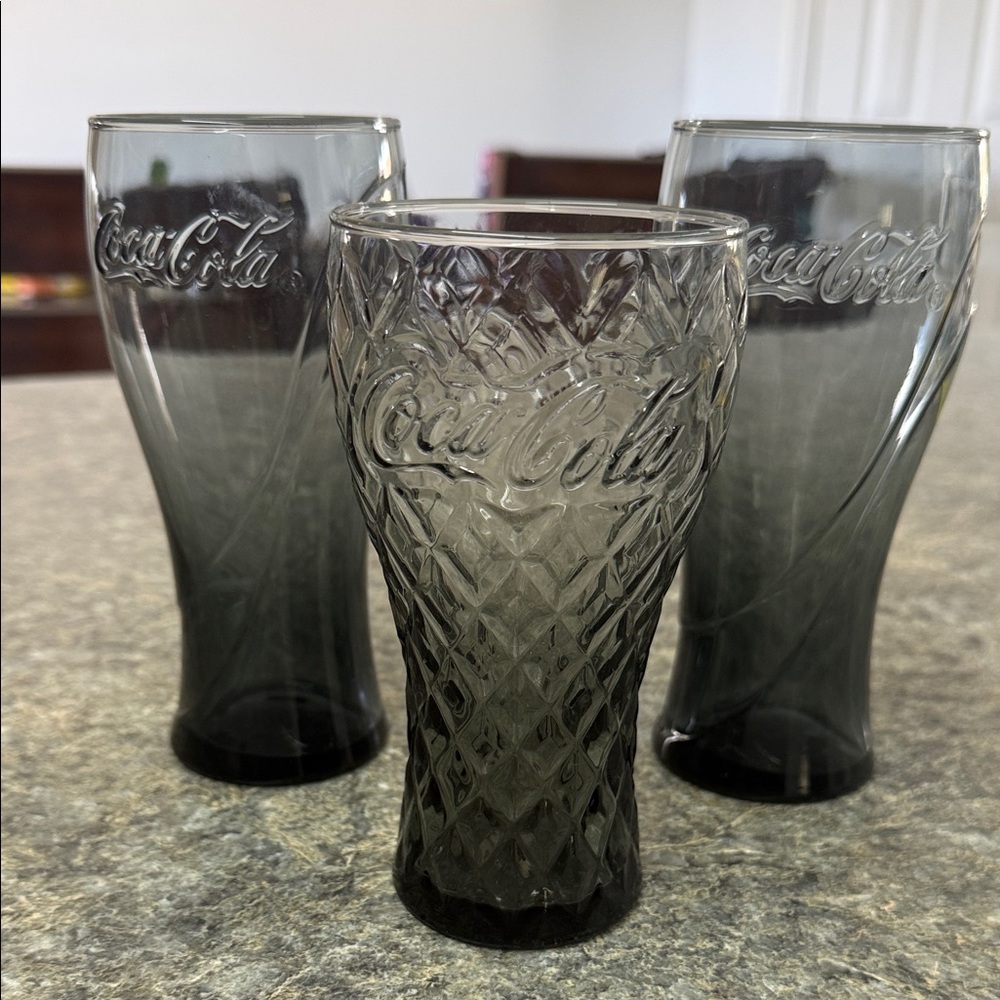 Coca-Cola Textured Glass Trio in Dark Smoky Gray